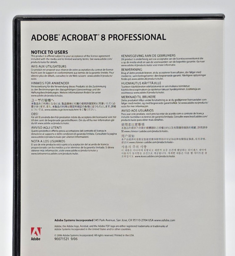 Adobe Acrobat 8 Professional installation CD with Key Code For Macintosh Tested