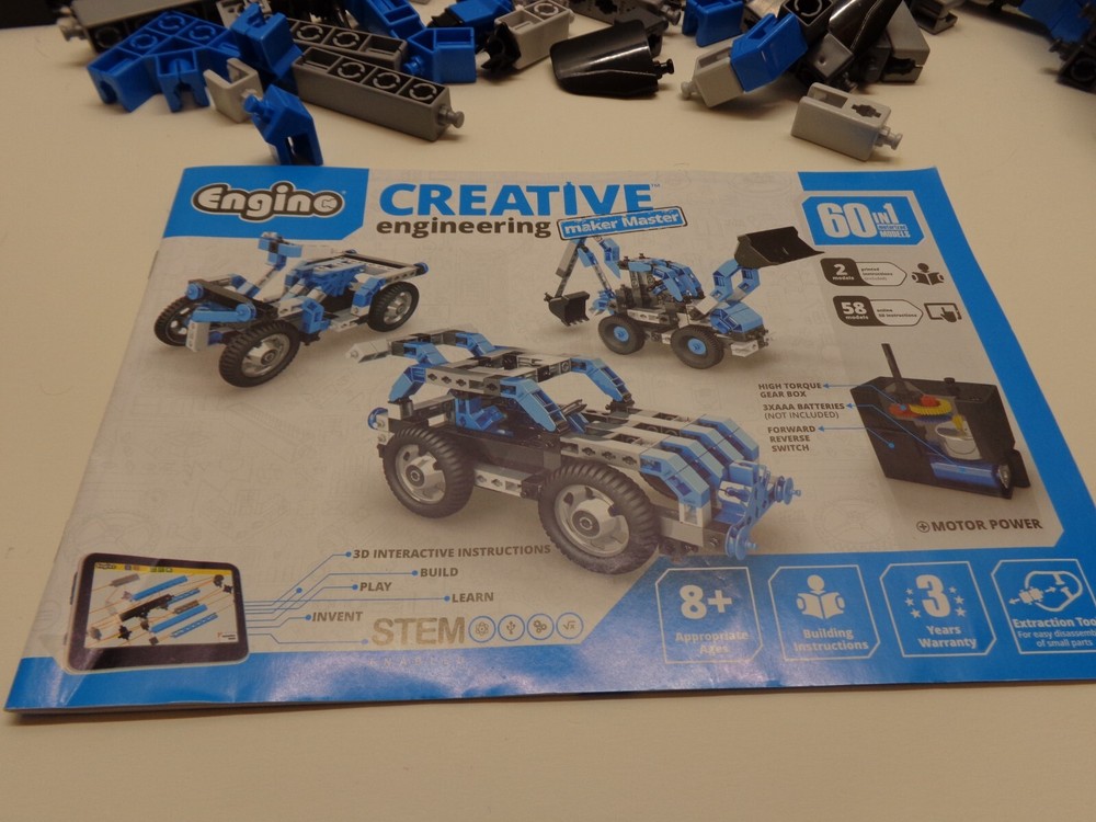 Engino Toys Creative Engineering STEM Maker Master Ultimate 60-Model Set w motor
