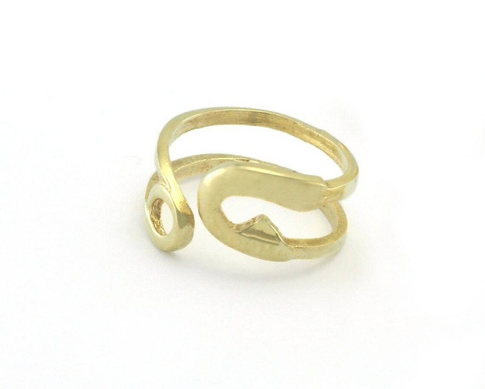 Safety pin Statement Adjustable Ring Raw brass (7 - 9US inner size) 4334
