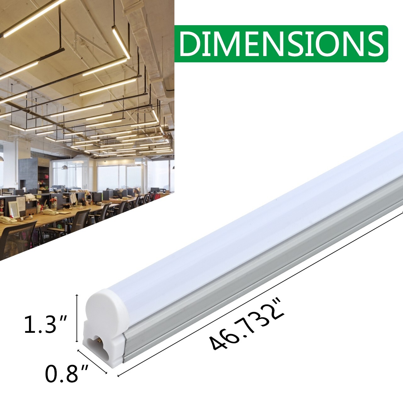 12 Pack LED T5 Integrated Single Fixture 4FT 20W LED Shop Ceiling Under Lights