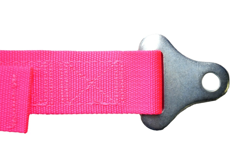 2" HOT PINK 4 POINT SEAT BELT HARNESS PULL DOWN LAP BELTS FLOOR MOUNT