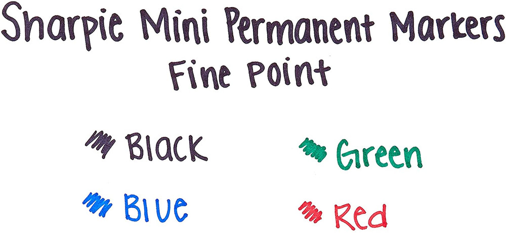 Mini Permanent Markers, Fine Point, Assorted Colors, 4 Count