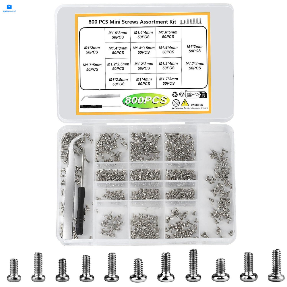 Tiny Screws for Electronics, 800 pcs Mini Micro Small Phillips Pan Head...