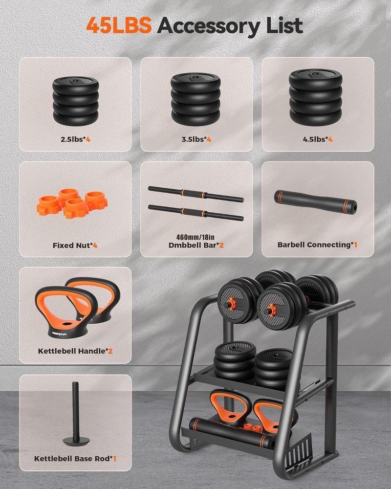 Complete Adjustable Dumbbell Set: Versatile 20-90lbs Solution for Home Fitness