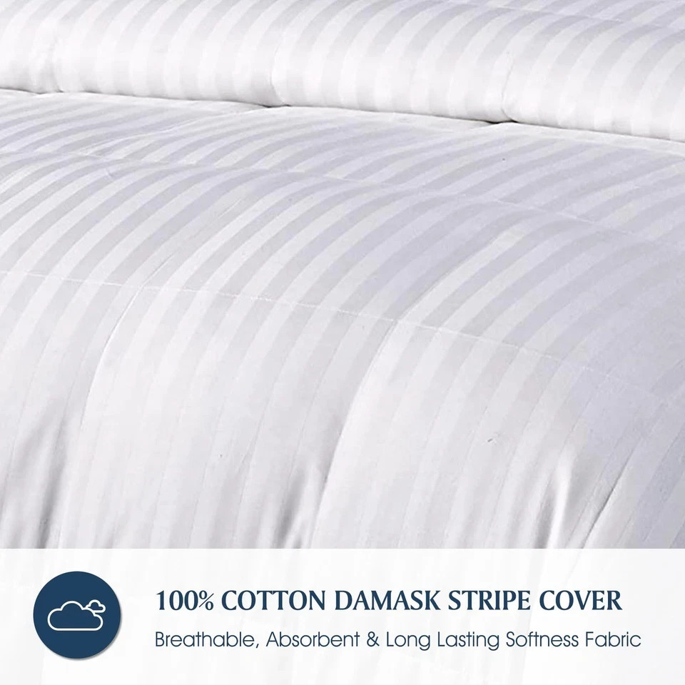 500 Thread Count Cotton Damask Duraloft Striped Down Alternative Lightweight