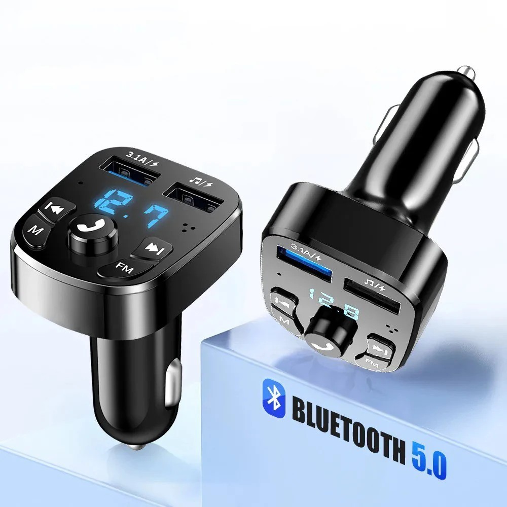 Bluetooth 5.0 Car Wireless FM Transmitter Adapter 2USB PD Charger AUX Hands-Free