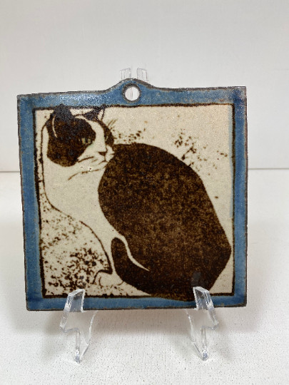 Jane Messenger Stone Tuxedo Cat Trivet