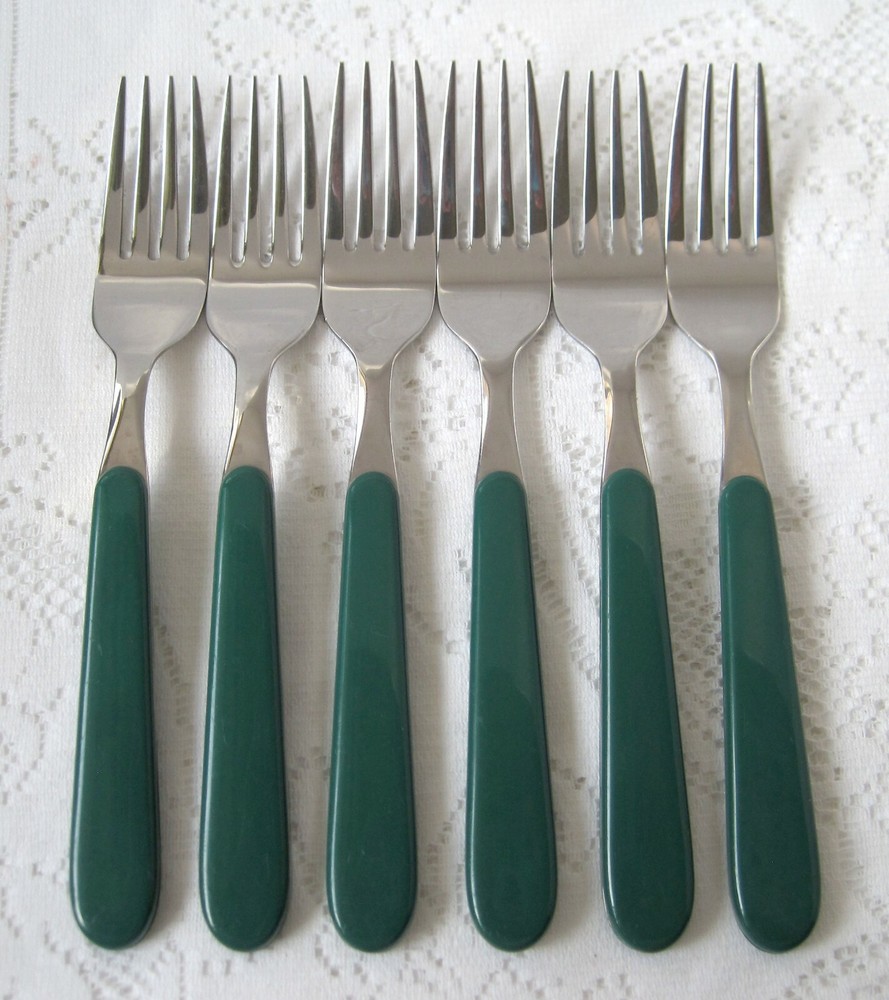 ONEIDA Green Plastic Handle Flatware Lot