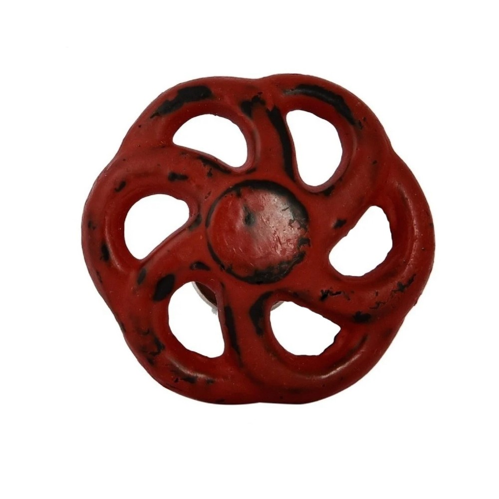 Red Wheel Cabinet Knob - Set of 4