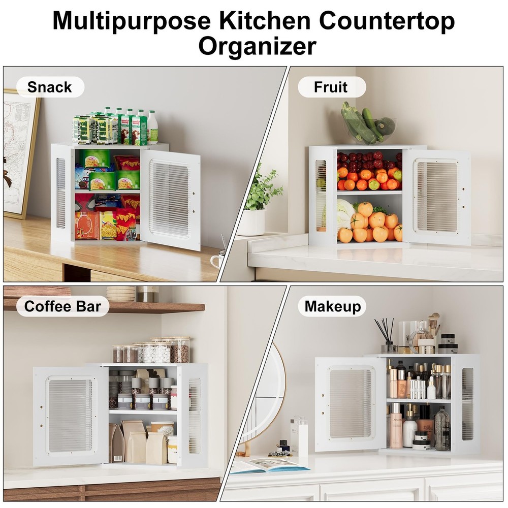 TQVAI Corner Bread Box for Kitchen Countertop, Solid Wood Double Layer Large ...
