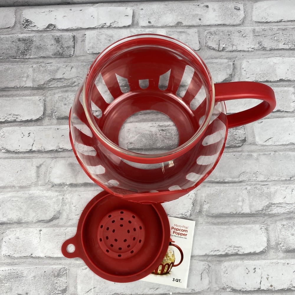 Ecolution Original Microwave Micro-Pop Popcorn Popper Borosilicate Glass Red