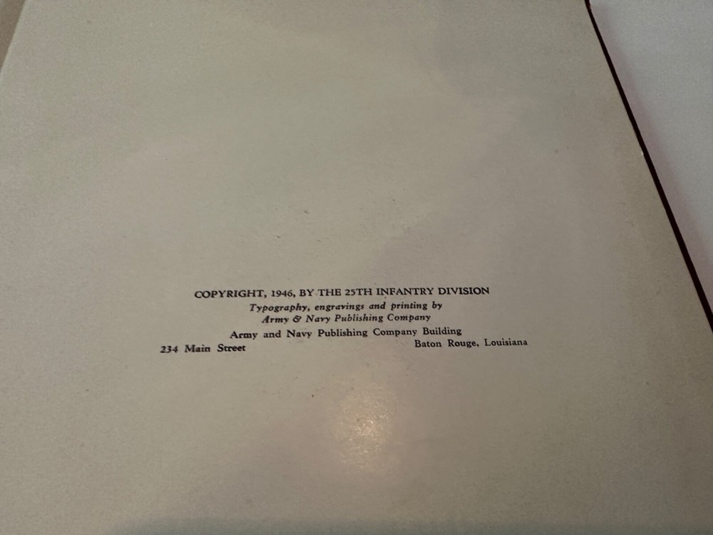 WWII 25 infantry Division History Book