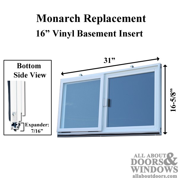 Monarch C-400A-16 Vinyl Basement Window Insert Dual Pane 31x16-5/9