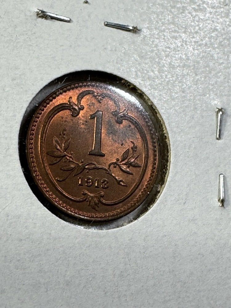 1913 Austria 1 Heller Coin