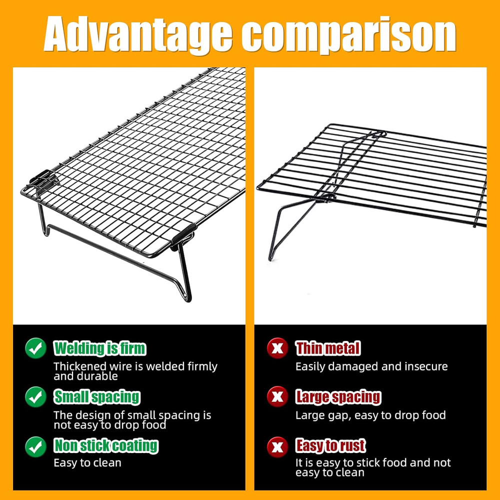 Upgraded Stackable Cooling Rack for Baking,3 Tier Jerky Rack Cooling Racks for C