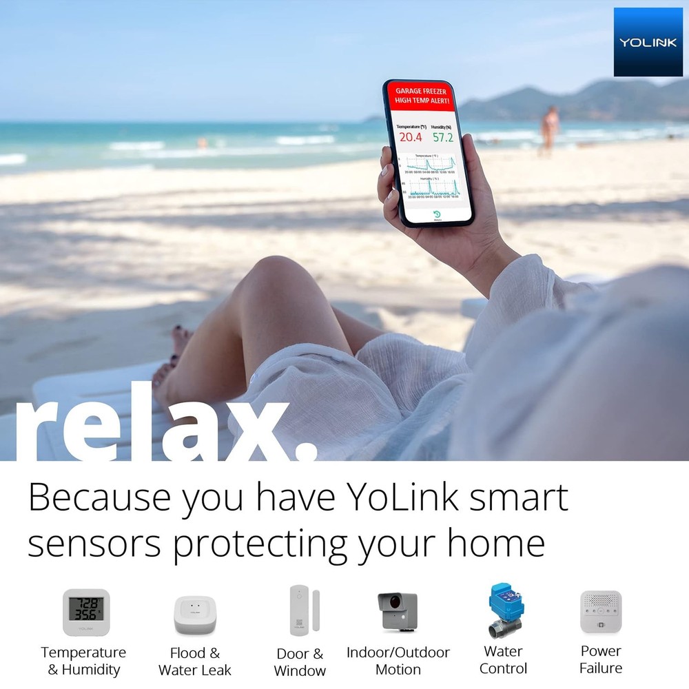 YoLink Smart Wireless Temperature & Humidity Sensor, 3-Pack, Wide Temp white
