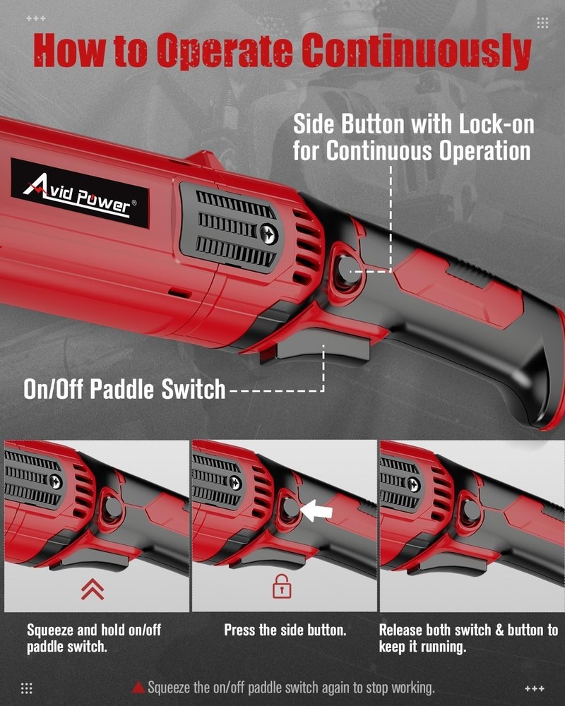 Electric 4-1/2" Angle Grinder 1000W with Adjustable Speed & Paddle Switch