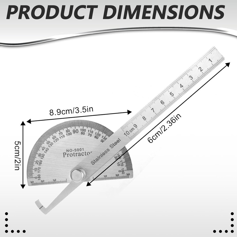 Stainless Steel Angle Protractor Miter Protractor Angle Finder 0-180 Degrees 10