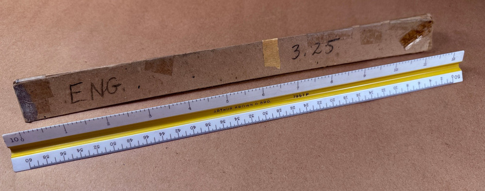 Vintage Arthur Brown 7957P Triangular Drafting Scale Ruler Engineering Scale 12”