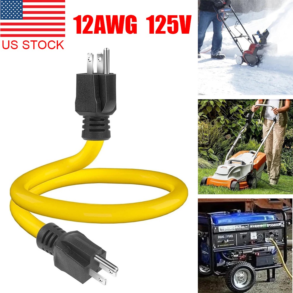 3 Prong Plug 125V Double Male Extension Cord For NEMA 5-15P to 5-15P Yellow