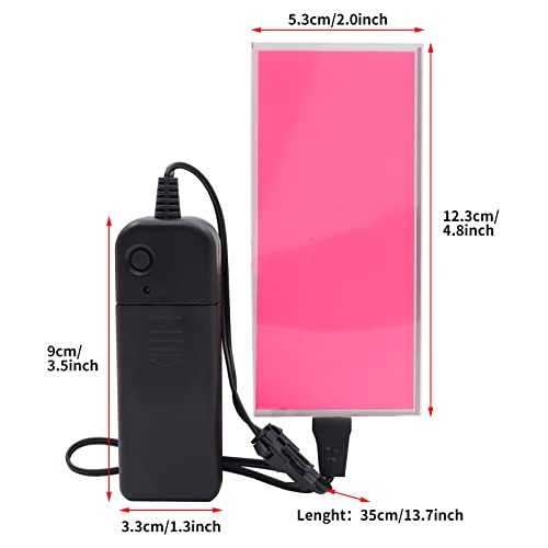 [3 Modes] 12X5CM Electroluminescent EL Panel Light,12V Flexible EL Panel Pink