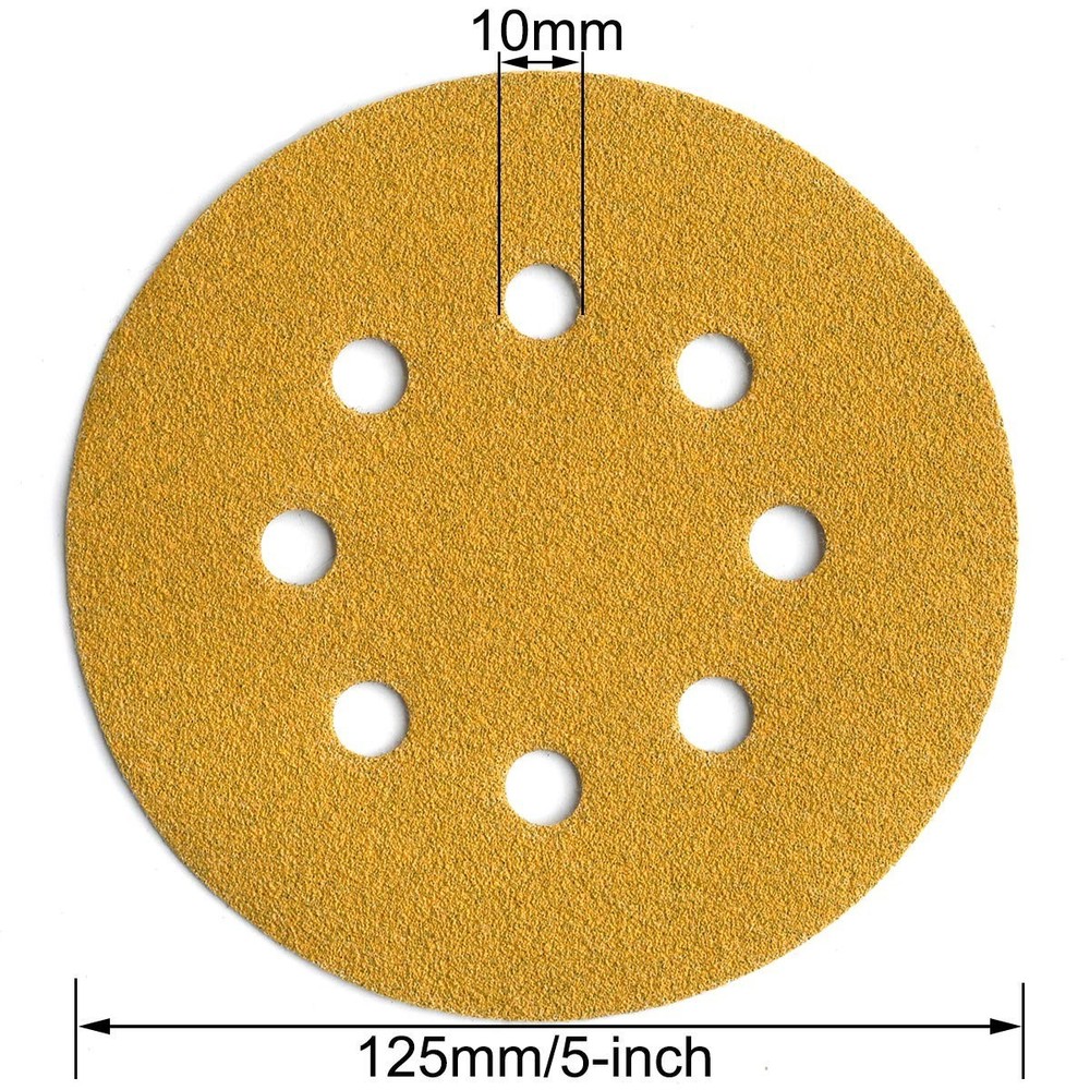 100PCS 5 inch Sanding Discs 320 Grit Hook Loop 8-Hole Sandpaper Hook and Loop