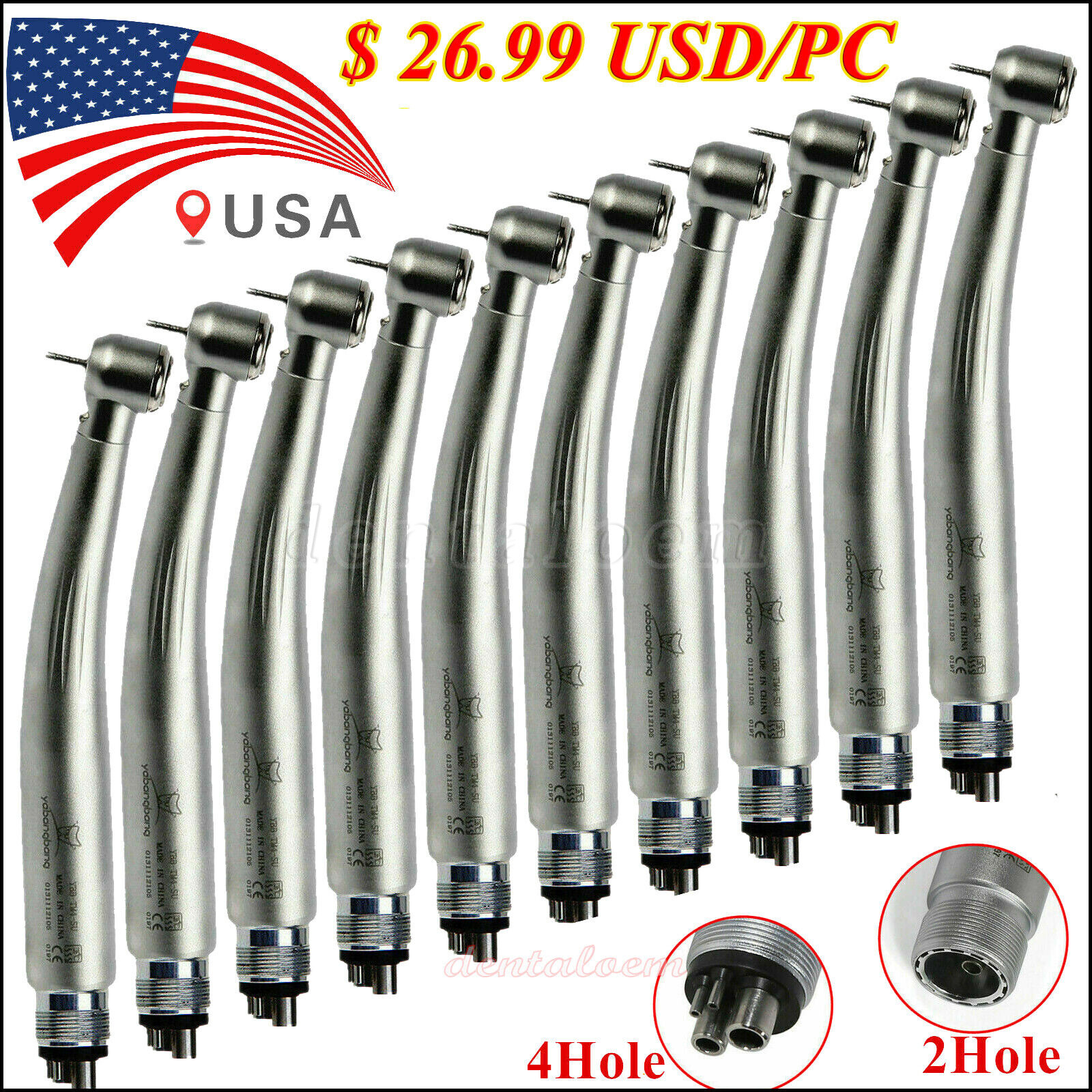 1-10 Yabangbang Dental LED E-generator High Speed Handpiece 2/4 Holes NSK Style