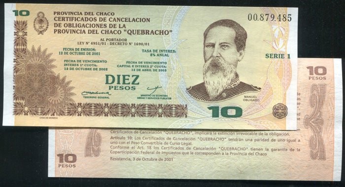 Argentina  EM1 , 10-PESO , 2002  UNC