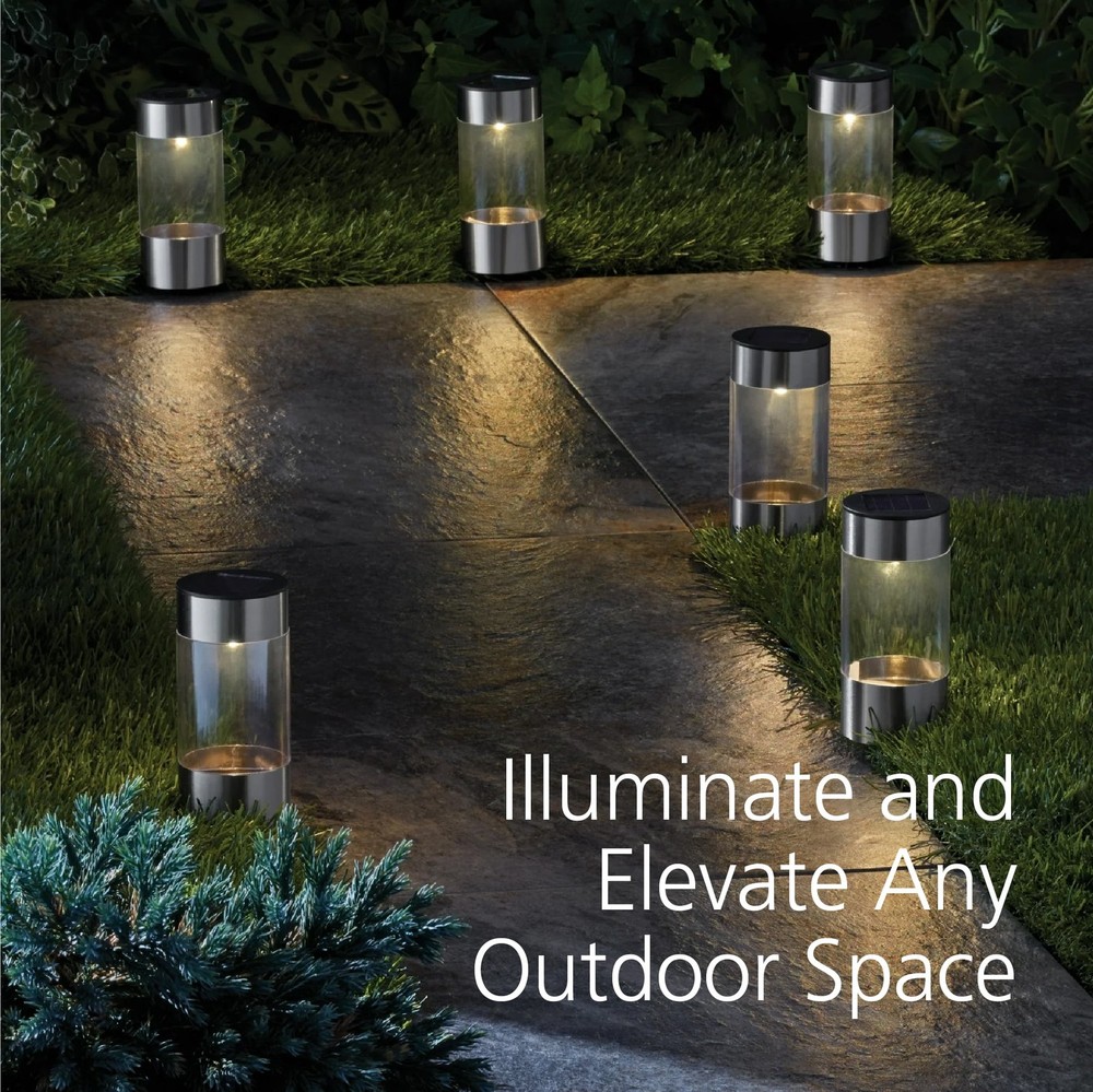 (5 pack Stainless Steel Solar Powered Mini Bollard Path Light