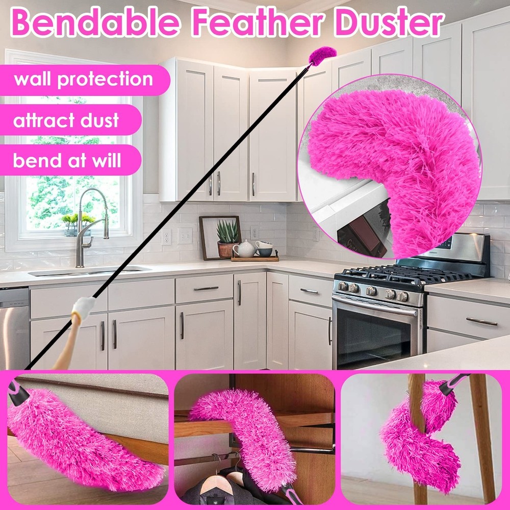 15PCS Microfiber Duster with100-inch Extension Pole & 12 PCS Microfiber Duste...