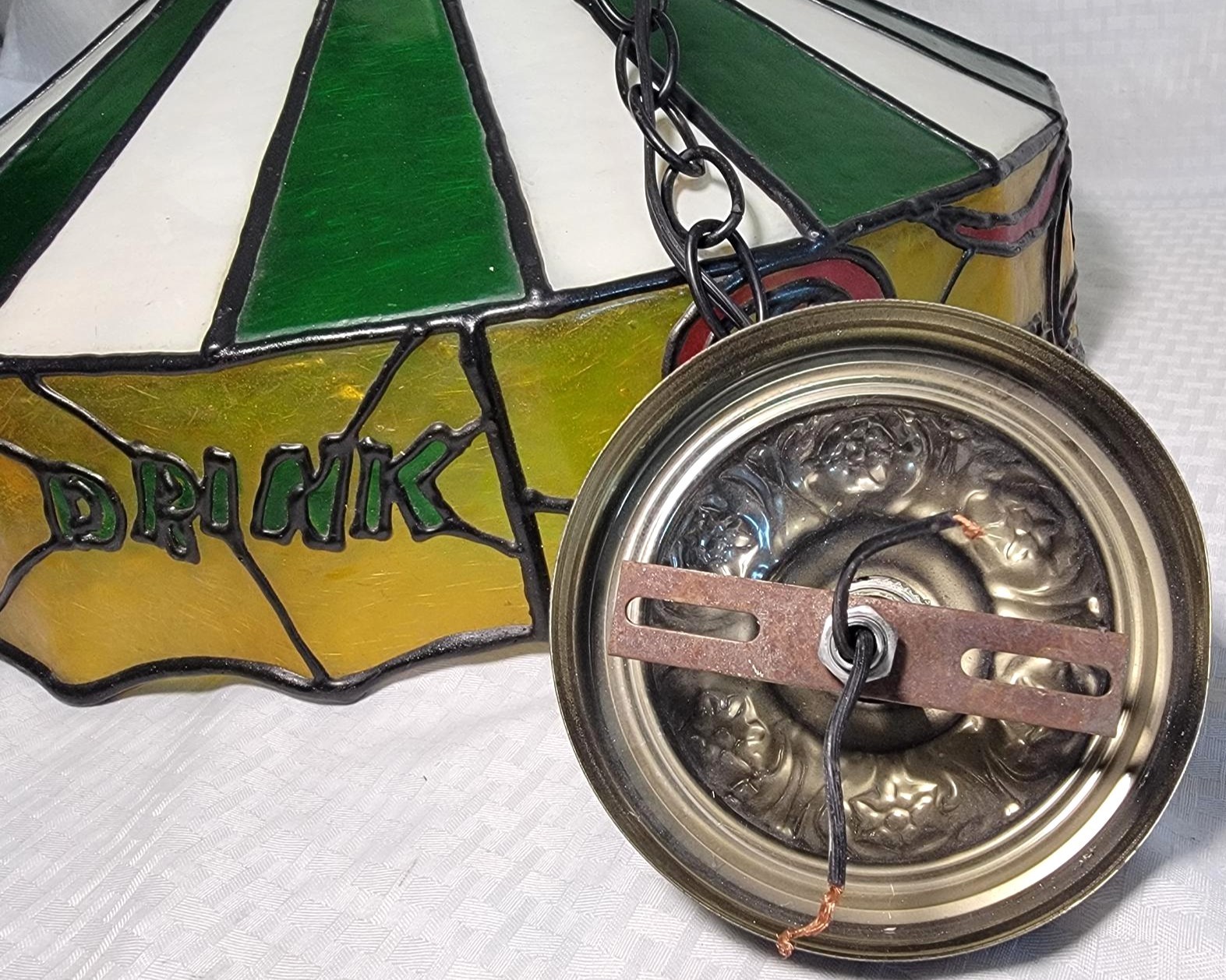 Vintage Pepsi Faux Stained Glass Resin / Plastic Hanging Light Lamp - VGC