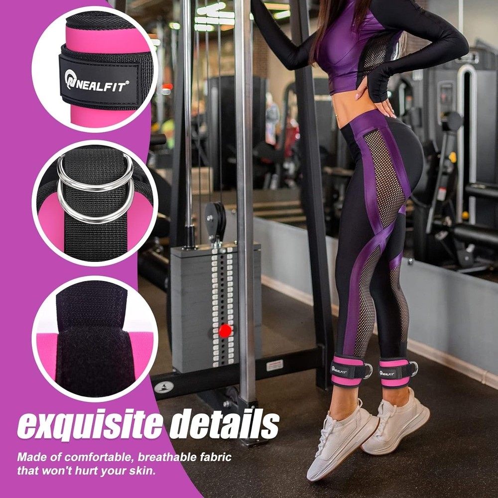 Ankle Strap for Cable Machine, Gym Ankle Cuff for Kickbacks, Leg Extensions, Glu