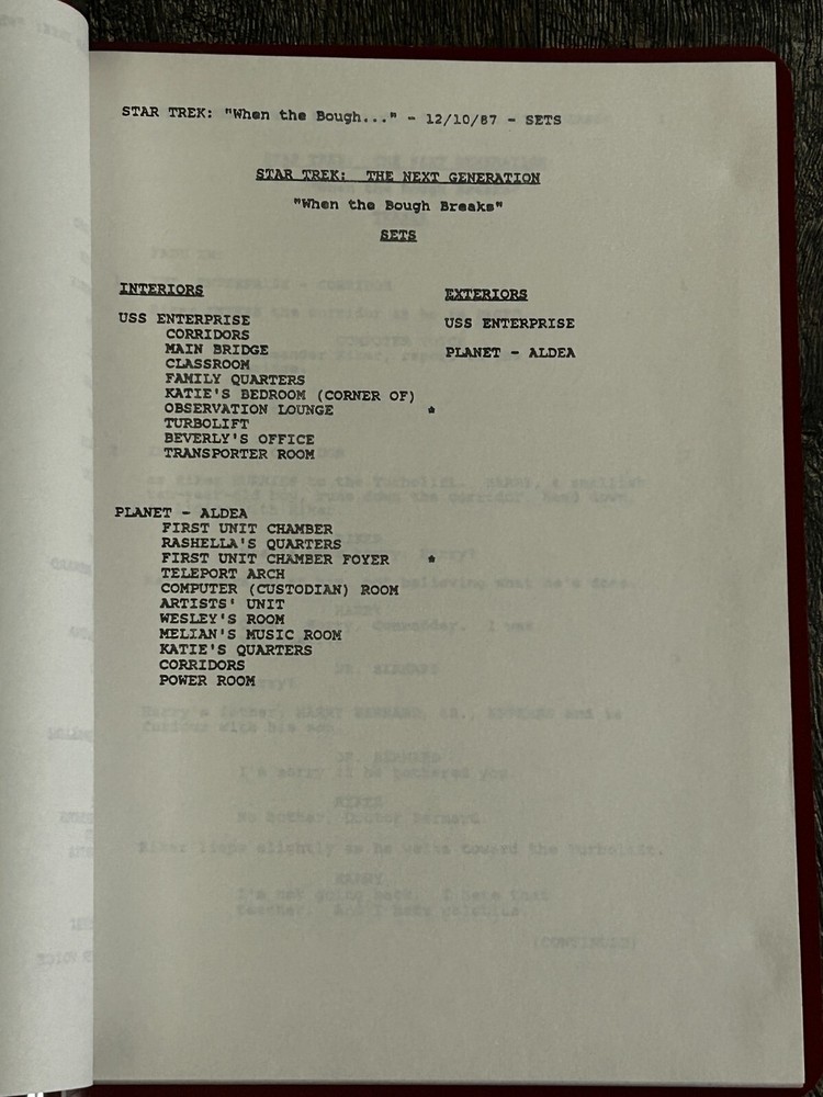 STAR TREK Script The Next Generation When Bough Breaks 2nd Revised Final Draft