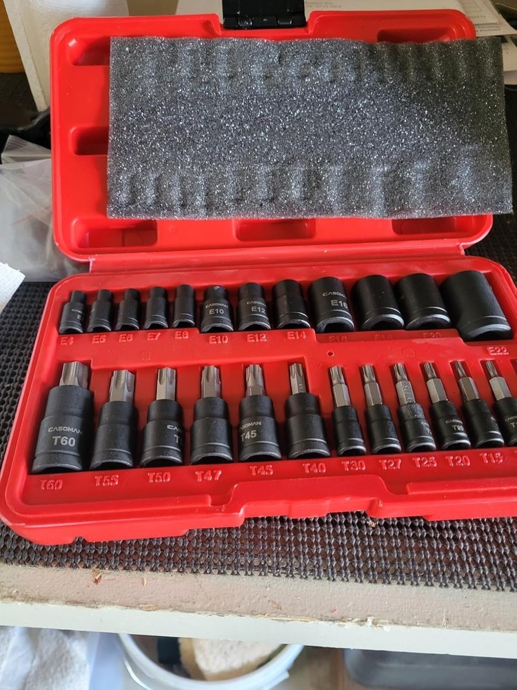 25 Piece Torx Bit Socket and External Socket Set 13 Star Socket Bits (T8- T60)&