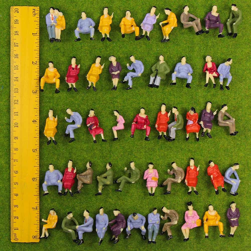 50pcs Model Trains O Scale 1:43 Seated Figures People Passenger Sitting P4302