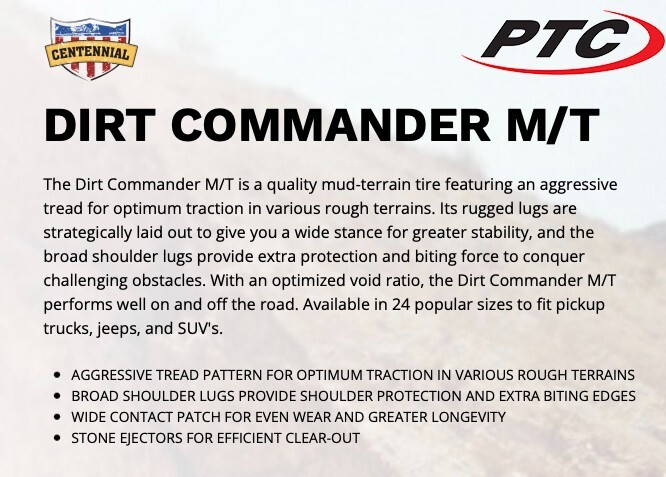 4 NEW 35x12.50R20 Centennial Dirt Commander M/T Mud Tire MT 35 12.50 20 R20