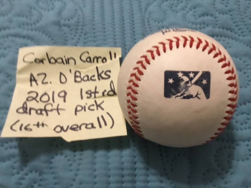 CORBAIN CARROLL SIGNED MNOR LEAGUE SIGNED BASEBALL/DIAMONDBACKS 2019 FIRST RD
