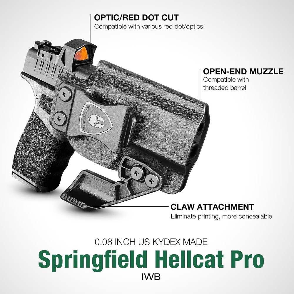 IWB Kydex Holster Optic Cut & Claw Compatible with Springfield Hellcat Pro, RH