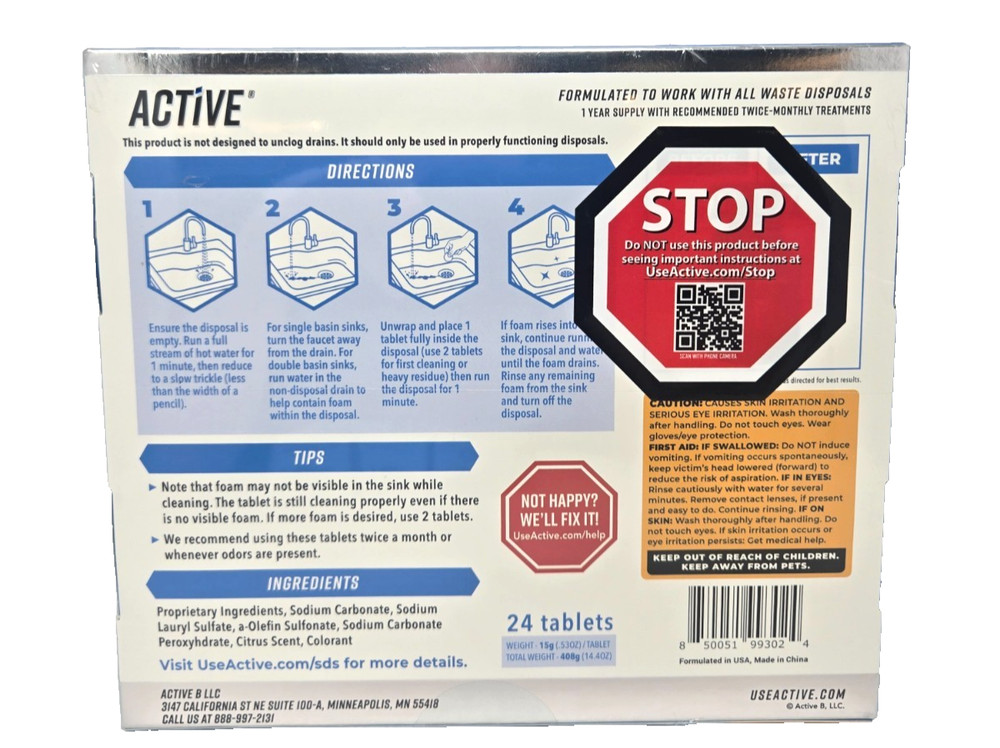 ACTIVE Disposal Cleaner Tablets, 24 Count (Citrus Scent)