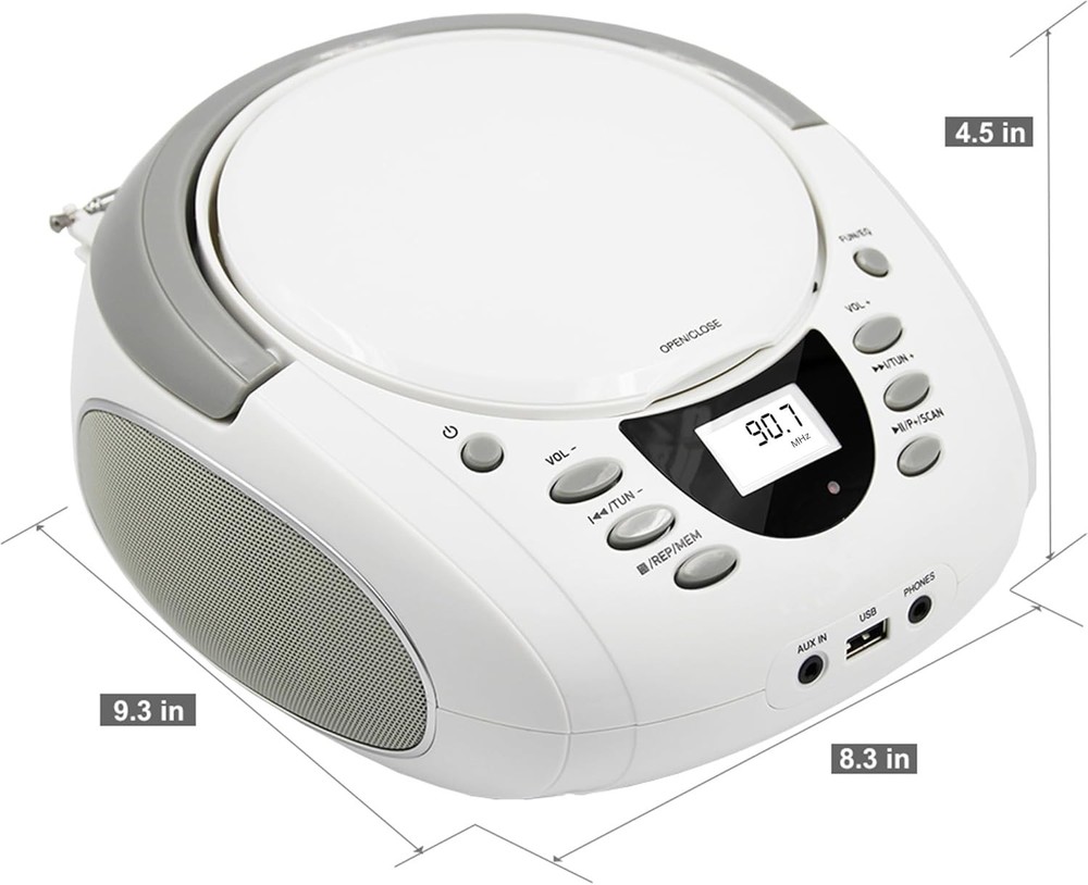 Multi-Function Portable Boombox with CD, USB, FM Radio & Bluetooth Connectivity