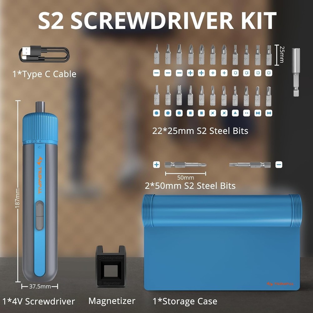 Precision Torque Control 4V Cordless Screwdriver with Automatic Shutdown Feature