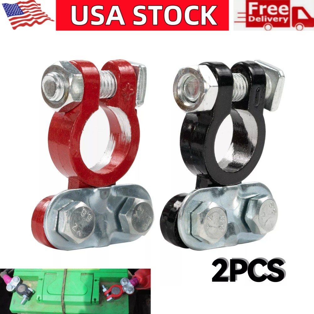 2PCS Positive & Negative Car Battery Cable Terminals Top Post Connectors Clamp
