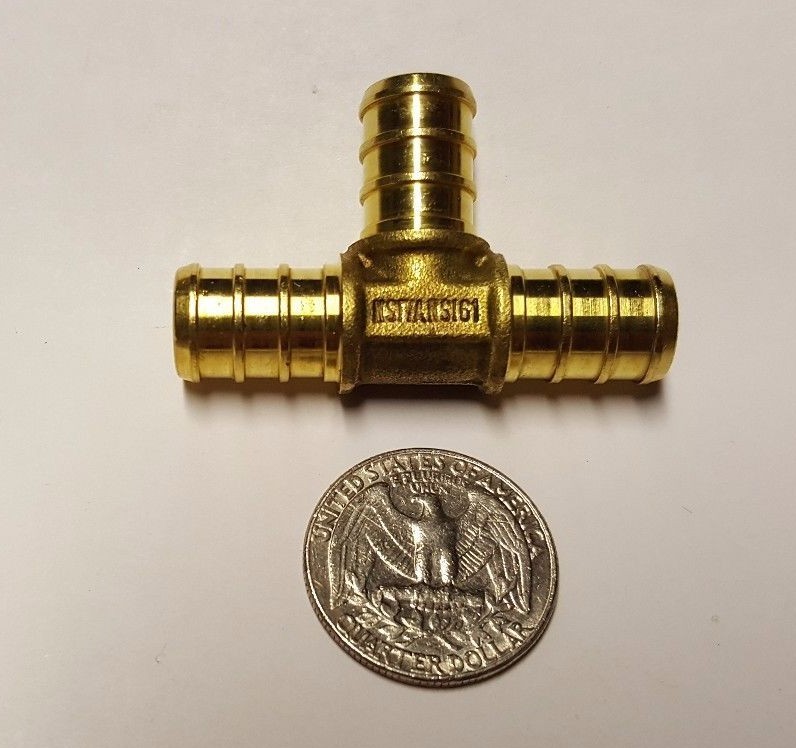25 PIECES 1/2" X 1/2" X 1/2" PEX TEE - BRASS CRIMP FITTINGS (LEAD-FREE BRASS)