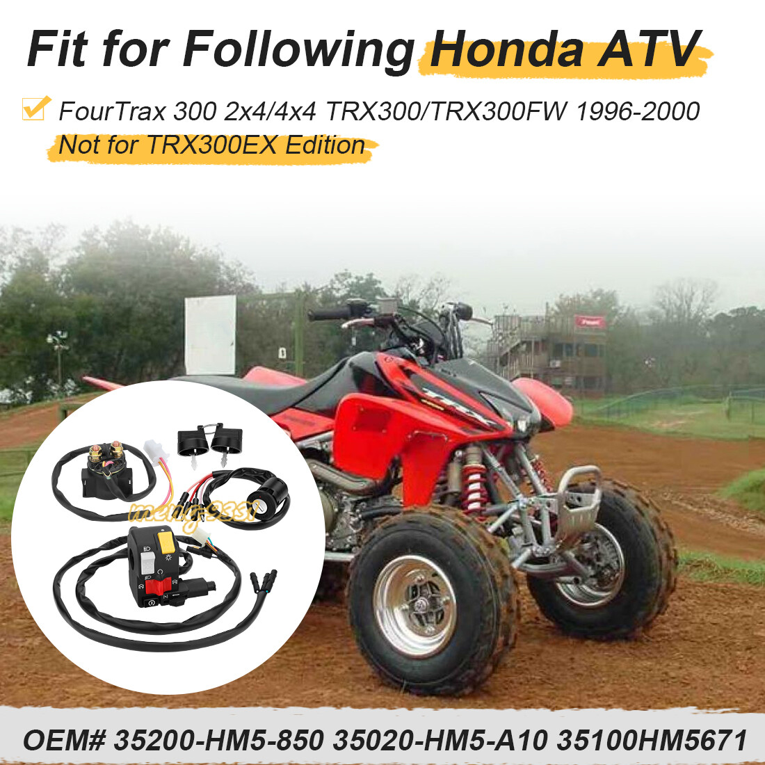 Handlebar Ignition Key Switch w/Relay for Honda FourTrax 300 TRX300/FW 1996-2000