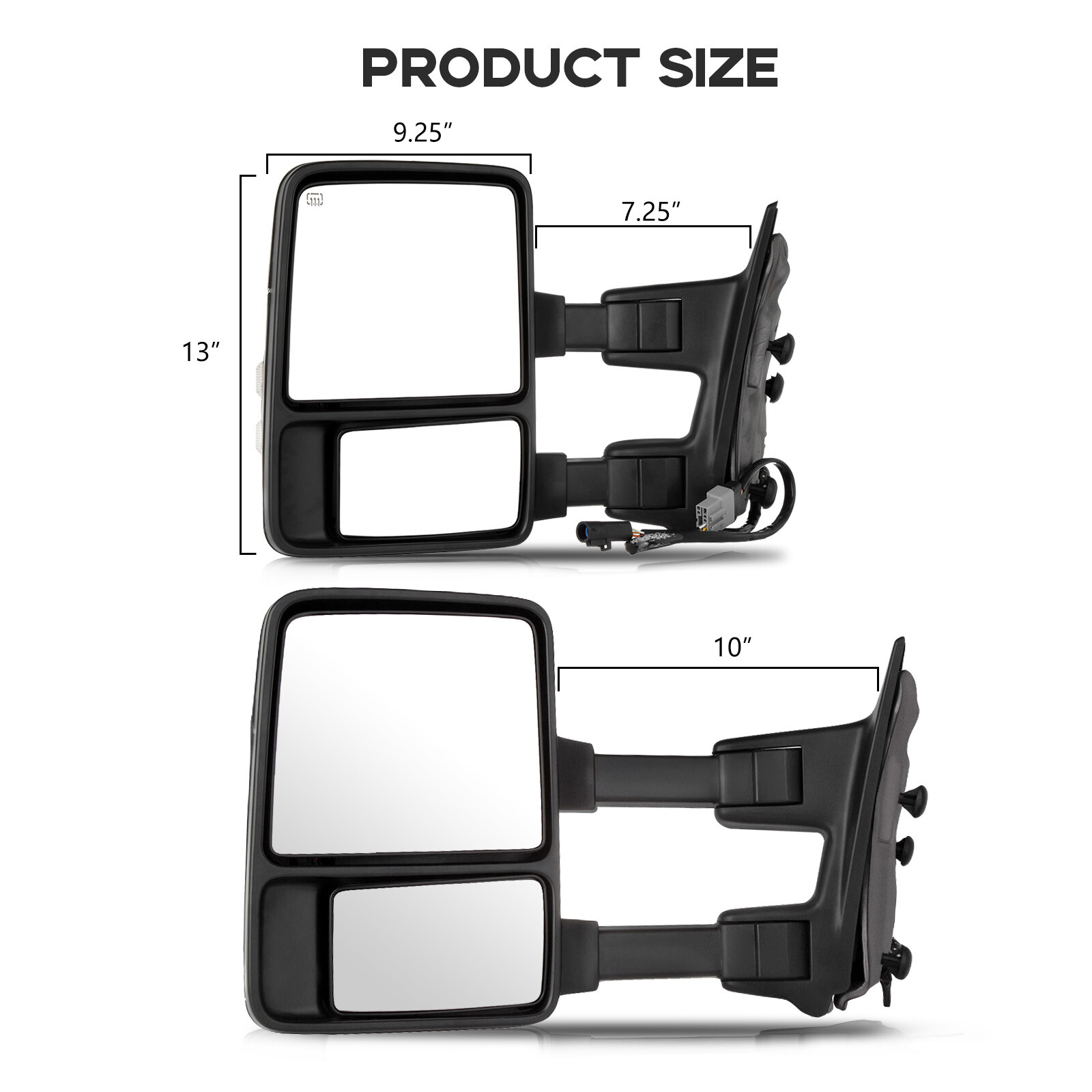 Tow Mirrors Power Heated SMOKE Turn Signal Light For 99-07 Ford F250 Super Duty