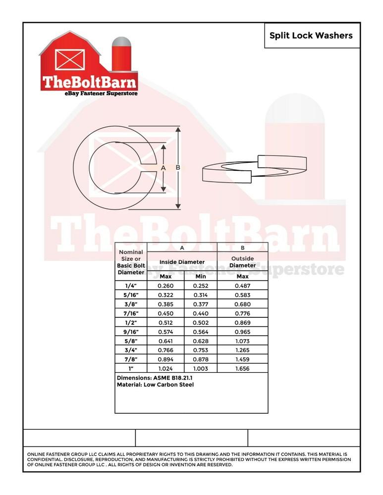 1/4" Medium Split Ring Lock Washers Medium Carbon Steel Zinc (Pick Quantity)