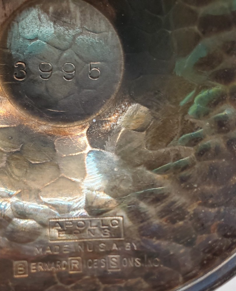 Bernad Rice's Sons 1920 - Apollo EPNS Hammered Silver Plate Cocktail Cups Set 6