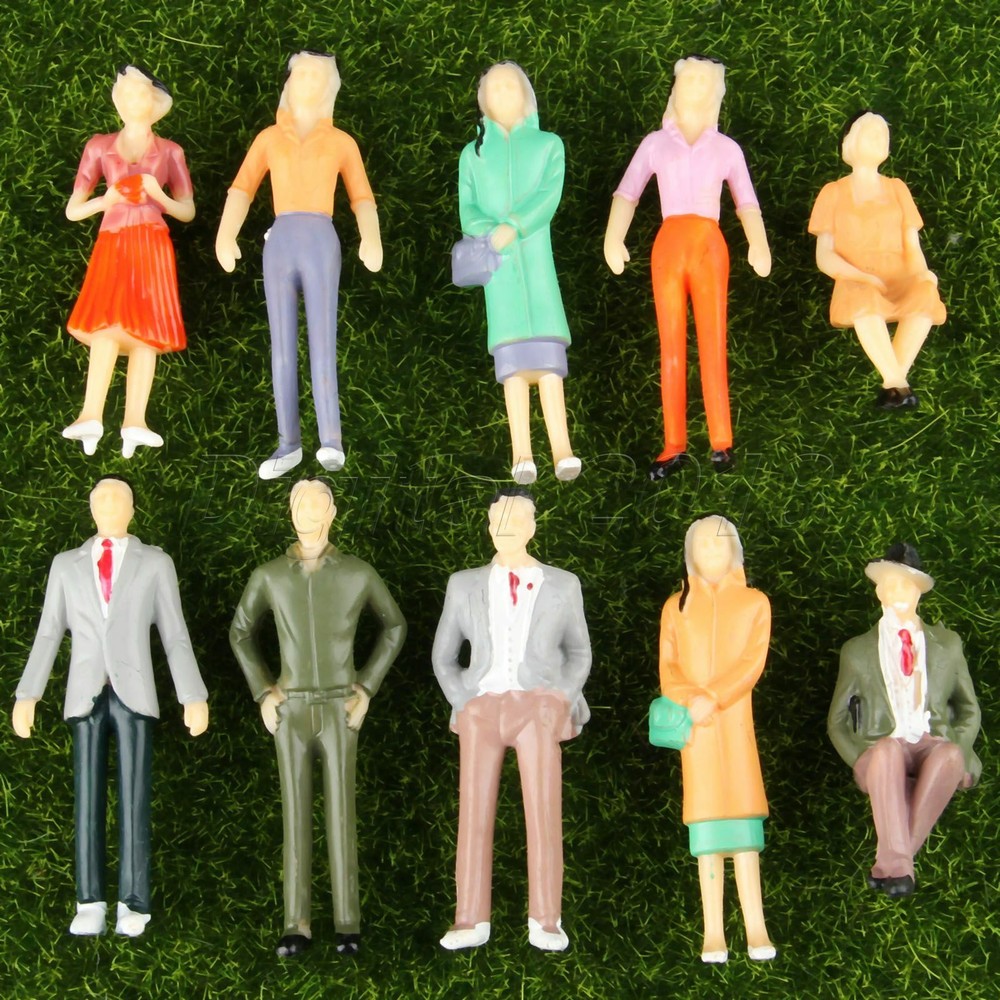 10pcs Plastic Park Plain People Model Train Scenery Layout Scale 1:30 Painted