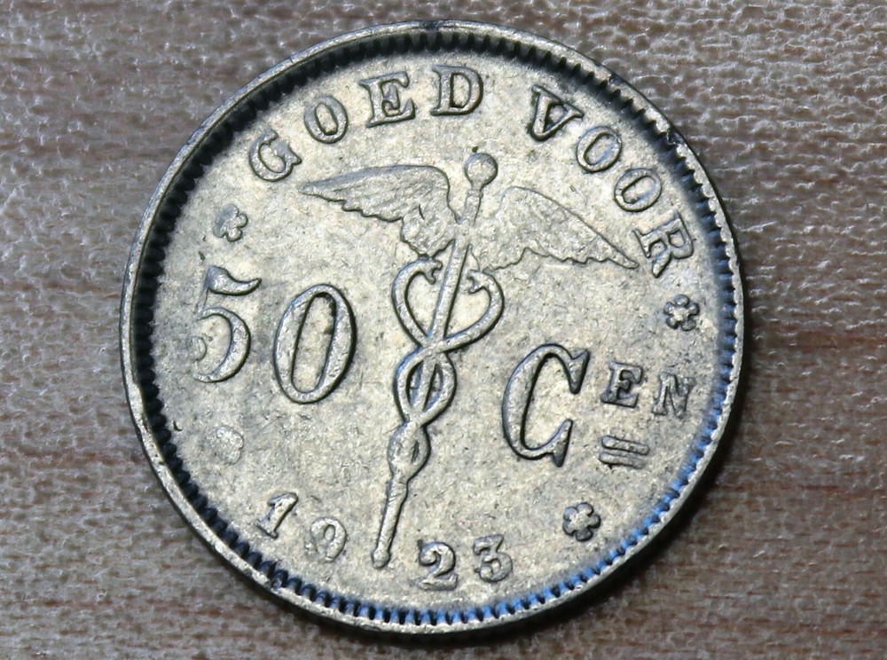 1923 Belgium 50 Centimes Dutch text