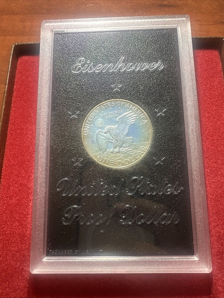 1972 S Eisenhower Proof Silver $ 40% Silver In OGP & Brown Box